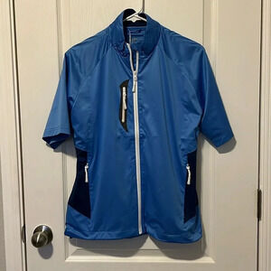 NWT Glen Echo Stretch Tech Waterproof Golf Short Sleeve Jacket Blue Size M